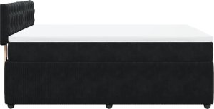 vidaXL Łóżko kontynentalne z materacem, czarne, 140x200 cm, aksamit 9