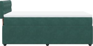vidaXL Łóżko kontynentalne z materacem, zielone, aksamit, 90x190 cm 9