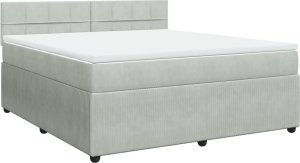 vidaXL Łóżko kontynentalne z materacem, jasnoszare, 180x200cm, aksamit 2