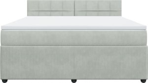 vidaXL Łóżko kontynentalne z materacem, jasnoszare, 180x200cm, aksamit 4