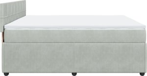 vidaXL Łóżko kontynentalne z materacem, jasnoszare, 180x200cm, aksamit 9