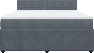 vidaXL Łóżko kontynentalne z materacem, ciemnoszare, 180x200cm aksamit 4