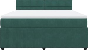 vidaXL Łóżko kontynentalne z materacem, ciemnozielone, 180x200 cm 4