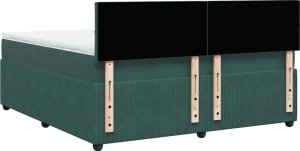 vidaXL Łóżko kontynentalne z materacem, ciemnozielone, 180x200 cm 10