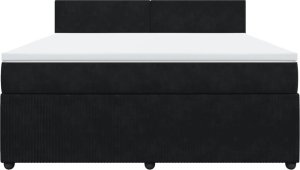 vidaXL Łóżko kontynentalne z materacem, czarne, 180x200 cm, aksamit 4