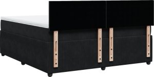 vidaXL Łóżko kontynentalne z materacem, czarne, 180x200 cm, aksamit 10