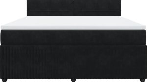 vidaXL Łóżko kontynentalne z materacem, czarne, 180x200 cm, aksamit 4