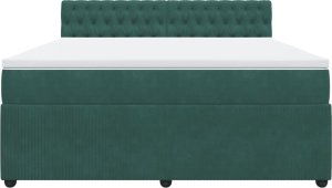 vidaXL Łóżko kontynentalne z materacem, ciemnozielone, 180x200 cm 4