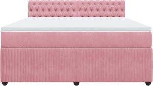 vidaXL Łóżko kontynentalne z materacem, różowe, 180x200 cm, aksamit 4