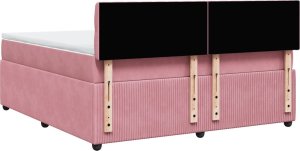 vidaXL Łóżko kontynentalne z materacem, różowe, 180x200 cm, aksamit 10