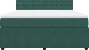 vidaXL Łóżko kontynentalne z materacem, ciemnozielone, 180x200 cm 4