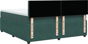 vidaXL Łóżko kontynentalne z materacem, ciemnozielone, 180x200 cm 10