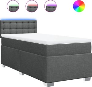 vidaXL Łóżko kontynentalne z materacem, ciemnoszara tkanina 90x200 cm 2