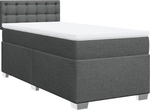 vidaXL Łóżko kontynentalne z materacem, ciemnoszara tkanina 90x200 cm 3