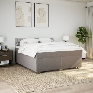 vidaXL Łóżko kontynentalne z materacem, taupe, tkanina, 180x200 cm 4
