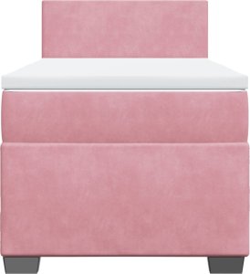 vidaXL Łóżko kontynentalne z materacem, różowe, aksamit, 90x200 cm 6