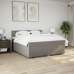 vidaXL Łóżko kontynentalne z materacem, taupe, tkanina, 180x200 cm 4