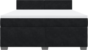 vidaXL Łóżko kontynentalne z materacem, czarne, 180x200 cm, aksamit 6