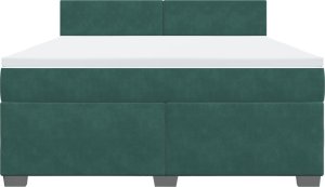 vidaXL Łóżko kontynentalne z materacem, ciemnozielone, 180x200 cm 6