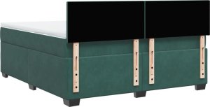 vidaXL Łóżko kontynentalne z materacem, ciemnozielone, 180x200 cm 8