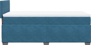 vidaXL Łóżko kontynentalne z materacem, niebieskie, 90x200 cm, aksamit 7