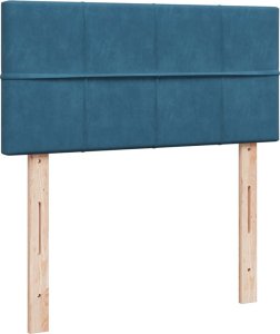 vidaXL Łóżko kontynentalne z materacem, niebieskie, 90x200 cm, aksamit 9