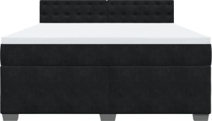 vidaXL Łóżko kontynentalne z materacem, czarne, 180x200 cm, aksamit 6