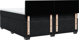 vidaXL Łóżko kontynentalne z materacem, czarne, 180x200 cm, aksamit 8