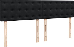 vidaXL Łóżko kontynentalne z materacem, czarne, 180x200 cm, aksamit 9