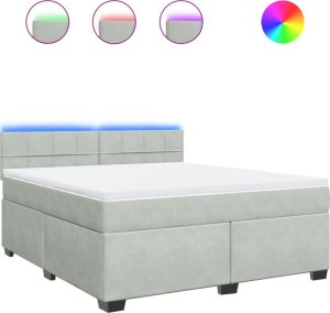 vidaXL Łóżko kontynentalne z materacem, jasnoszare, 180x200cm, aksamit 2