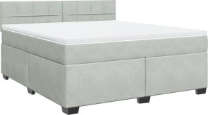 vidaXL Łóżko kontynentalne z materacem, jasnoszare, 180x200cm, aksamit 3