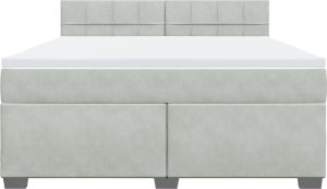 vidaXL Łóżko kontynentalne z materacem, jasnoszare, 180x200cm, aksamit 6