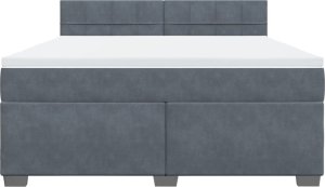 vidaXL Łóżko kontynentalne z materacem, ciemnoszare, 180x200cm aksamit 6
