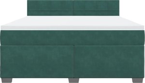 vidaXL Łóżko kontynentalne z materacem, ciemnozielone, 180x200 cm 6