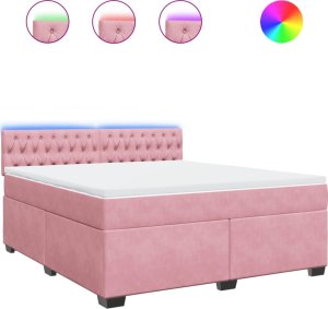 vidaXL Łóżko kontynentalne z materacem, różowe, 180x200 cm, aksamit 2