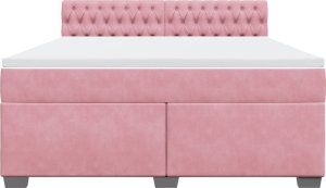 vidaXL Łóżko kontynentalne z materacem, różowe, 180x200 cm, aksamit 6