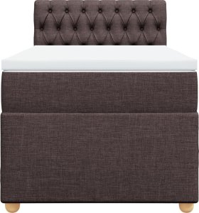 vidaXL Łóżko kontynentalne z materacem, brązowe, tkanina, 90x200 cm 6