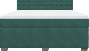 vidaXL Łóżko kontynentalne z materacem, ciemnozielone, 180x200 cm 6