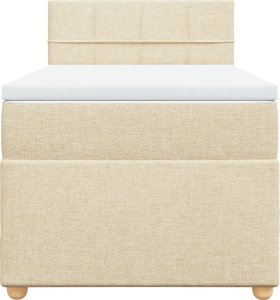 vidaXL Łóżko kontynentalne z materacem, kremowe, tkanina, 90x200 cm 6
