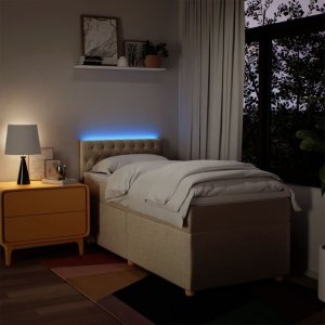 vidaXL Łóżko kontynentalne z materacem, kremowe, tkanina, 90x200 cm 5