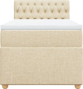 vidaXL Łóżko kontynentalne z materacem, kremowe, tkanina, 90x200 cm 6