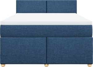 vidaXL Łóżko kontynentalne z materacem, niebieskie, tkanina 140x200 cm 6