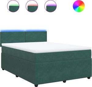 vidaXL Łóżko kontynentalne z materacem, ciemnozielone, 140x200 cm 2