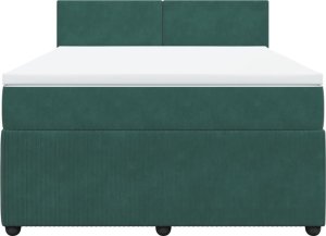 vidaXL Łóżko kontynentalne z materacem, ciemnozielone, 140x200 cm 6