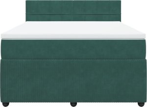 vidaXL Łóżko kontynentalne z materacem, ciemnozielone, 140x200 cm 6