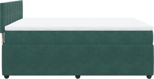 vidaXL Łóżko kontynentalne z materacem, ciemnozielone, 140x200 cm 7