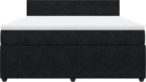 vidaXL Łóżko kontynentalne z materacem, czarne, 180x200 cm, aksamit 6