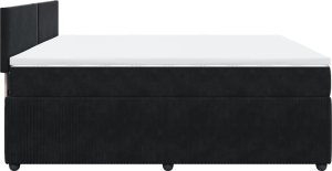 vidaXL Łóżko kontynentalne z materacem, czarne, 180x200 cm, aksamit 7