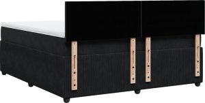 vidaXL Łóżko kontynentalne z materacem, czarne, 180x200 cm, aksamit 8