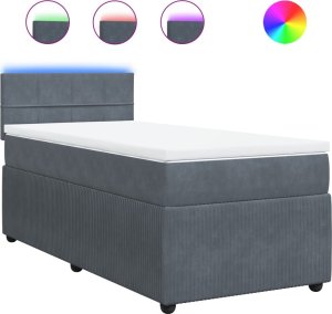 vidaXL Łóżko kontynentalne z materacem, ciemnoszary aksamit, 90x190 cm 2